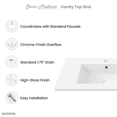 36 Ceramic Vanity Sink Top