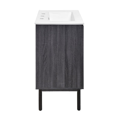 Classe 24 in. Black Oak Bathroom Vanity With White, 3-Hole Ceramic Sink Top