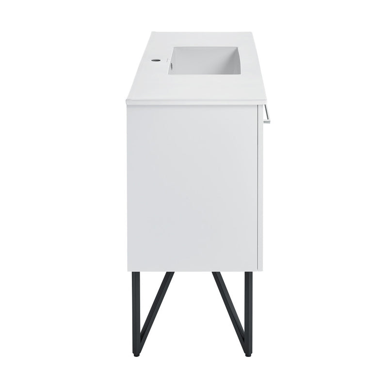 Annecy 48 Single, Glossy White, Two Doors, One Drawer, Bathroom Vanity