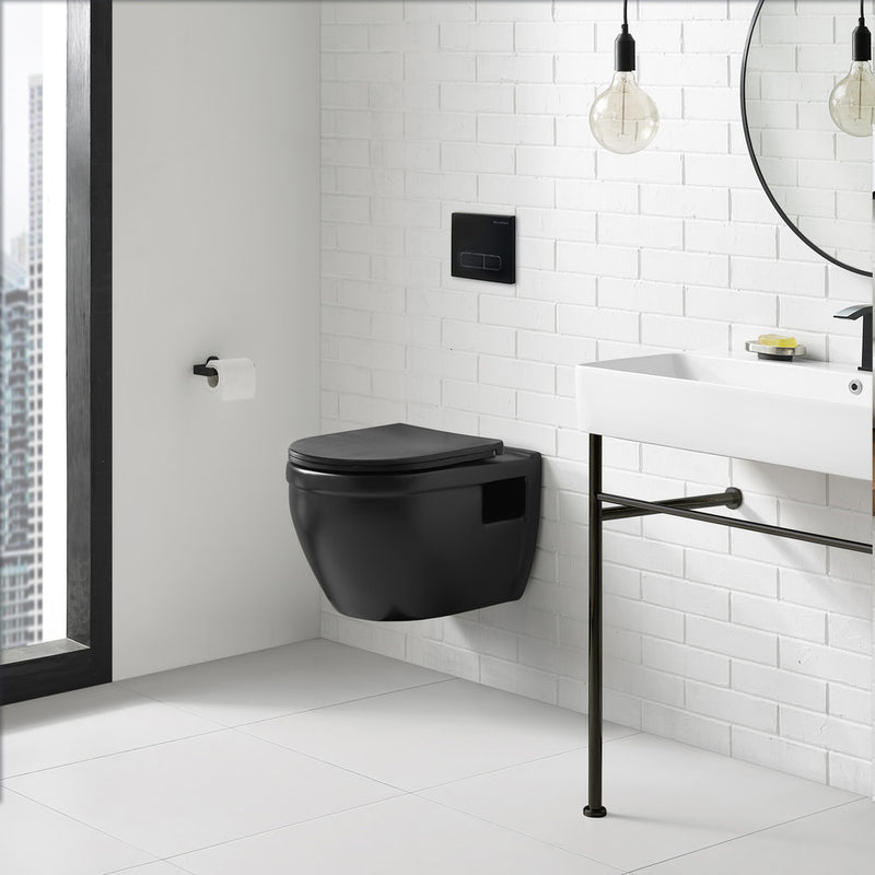 Ivy Wall-Hung Elongated Toilet Bowl in Matte Black