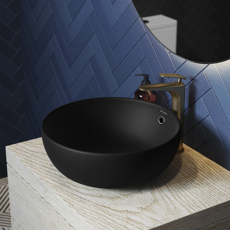 Sublime 17” Round Vessel Sink in Matte Black