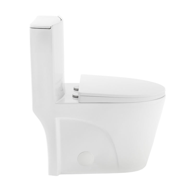 St. Tropez One-Piece 14" Rough-in 1.28 GPF Right-Hand Vortex Flush Elongated Toilet in Glossy White