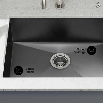 Tourner 27 x 19 Stainless Steel, Single Basin, Undermount Kitchen Sink in Black