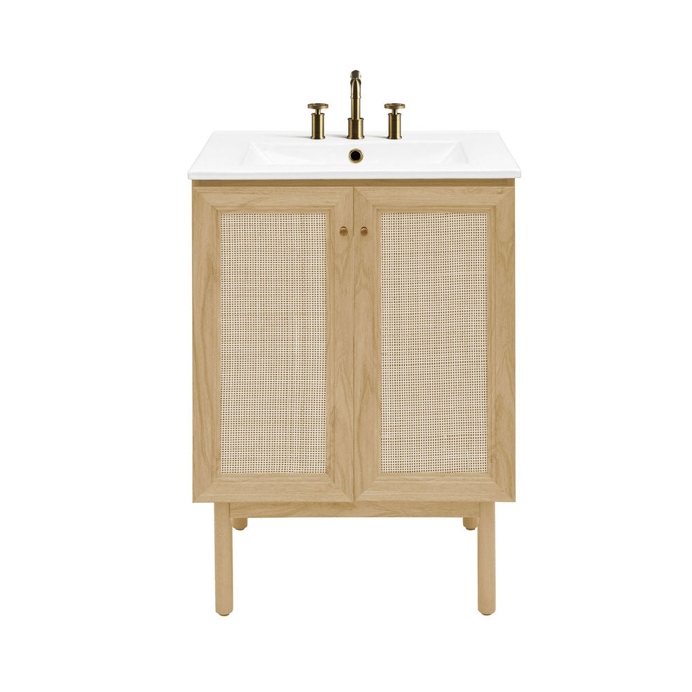 Classe 24" Freestanding Bathroom Vanity in Natural Oak with 3-Hole Centerset Sink Top