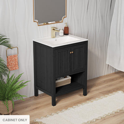 Château 24" Freestanding Bathroom Vanity Cabinet without Top in Black Oak