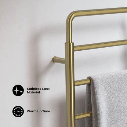 Ivy 8-Bar Electric Towel Warmer in Brushed Gold