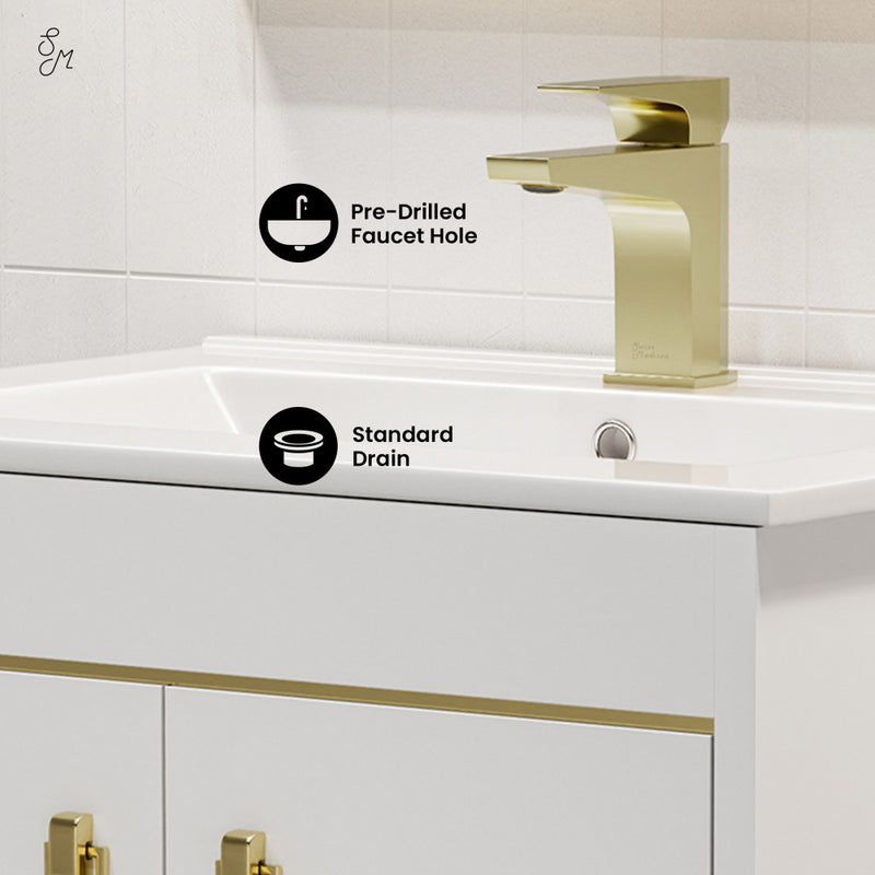 Lumiere 24" Freestanding Bathroom Vanity in White with Sink Top