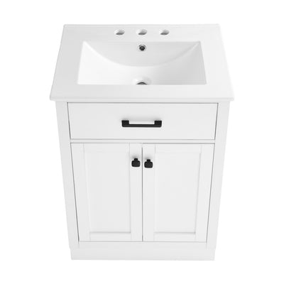 Burdon 24" Freestanding Bathroom Vanity in White with 3-Hole Centerset Sink Top