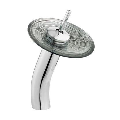 Cascade 16.5 Glass Vessel Sink with Faucet, Smoky Gray