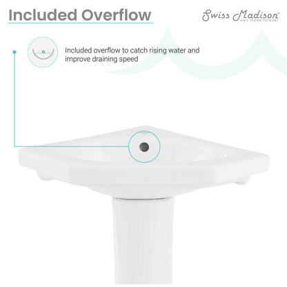 St.Tropez Corner Two-Piece Pedestal Sink
