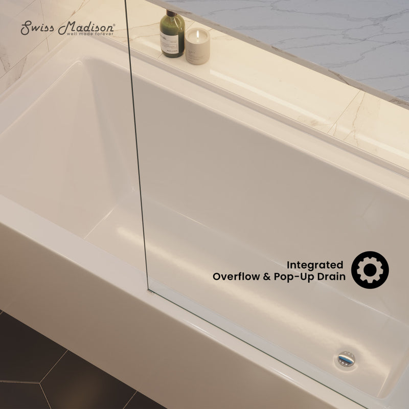 Voltaire 60 x 30 Skirted Right Drain Soaking Apron Bathtub in Glossy White with Integrated Overflow, Drain Included (12 - Pack)