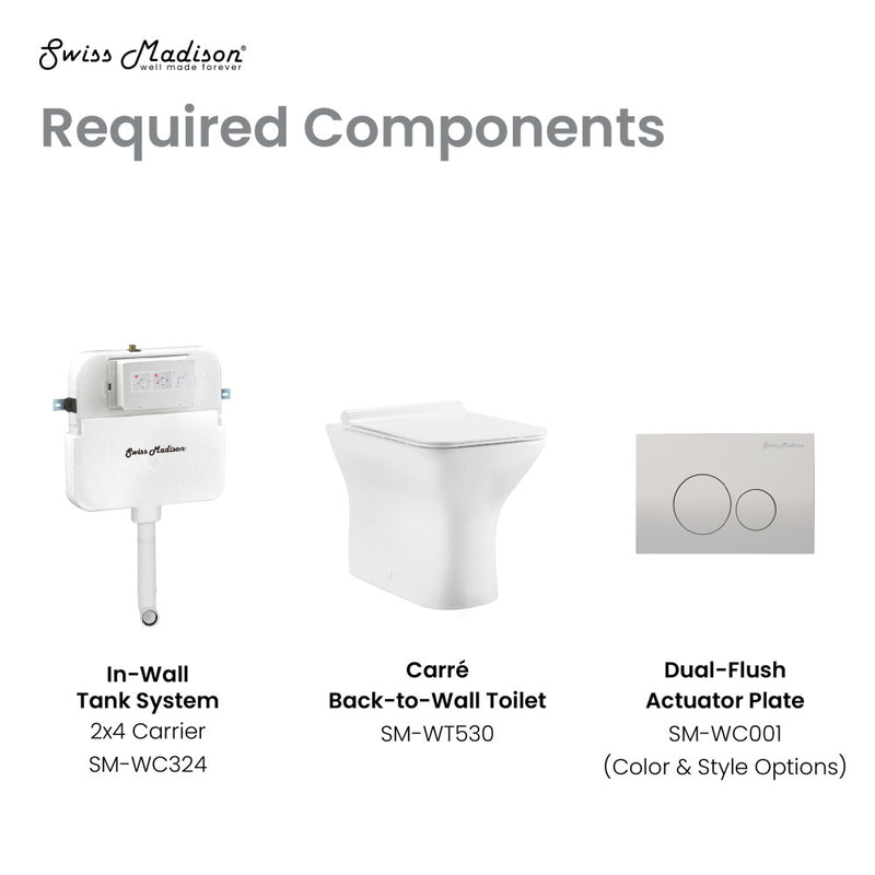 Carre Back to Wall Toilet Bowl Bundle in Glossy White