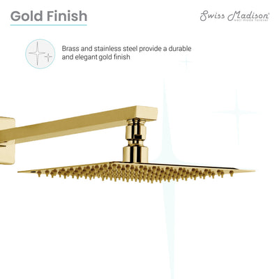 Concorde Single-Handle 1 Spray 8" Wall Mounted Fixed Shower Head in Brushed Gold (Valve Included)