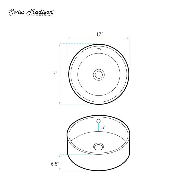 Monaco 16.5” Round Vessel Sink in Matte Black