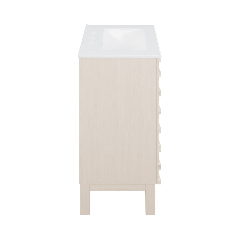 Cascade 24 in. White Oak Bathroom Vanity With White, 3-Hole Ceramic Sink Top