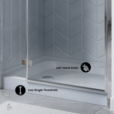 Voltaire 60" x 36" Single-Threshold, Left-Hand Drain, Shower Base in Grey