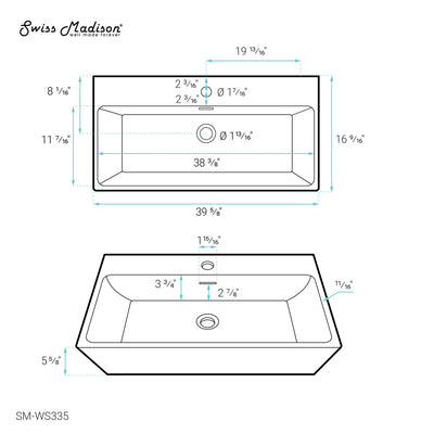 Claire 40" Rectangle Wall-Mount Bathroom Sink