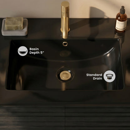 24" Vanity Sink Top in Glossy Black