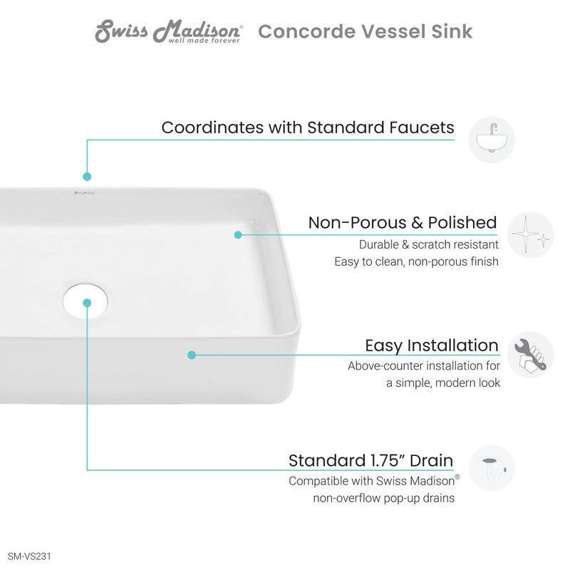 Concorde 24 Rectangle Ceramic Vessel Sink