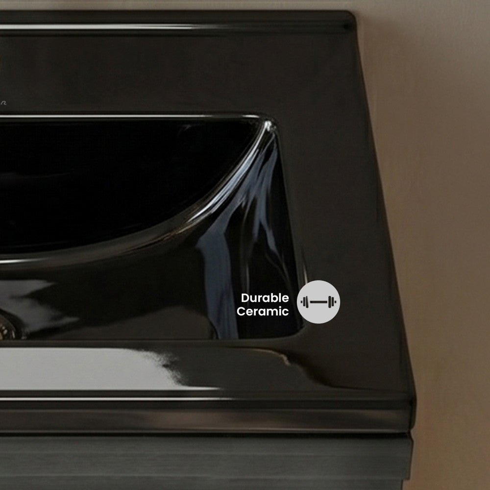 18" Vanity Sink Top in Glossy Black