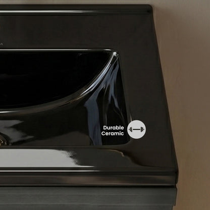 18" Vanity Sink Top in Glossy Black