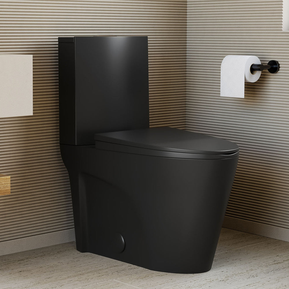 St. Tropez Two-Piece 12" Rough-in 1.1/1.6 GPF Dual Top Flush Elongated Toilet in Matte Black