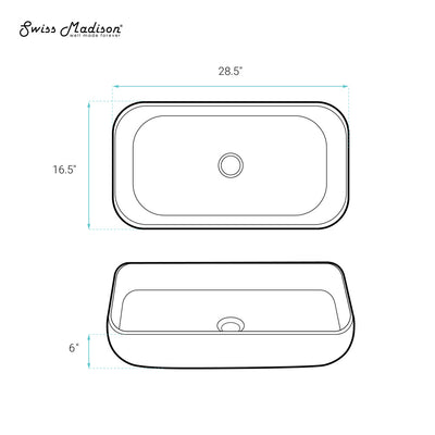 Chateau 28 Rectangle Ceramic Vessel Sink