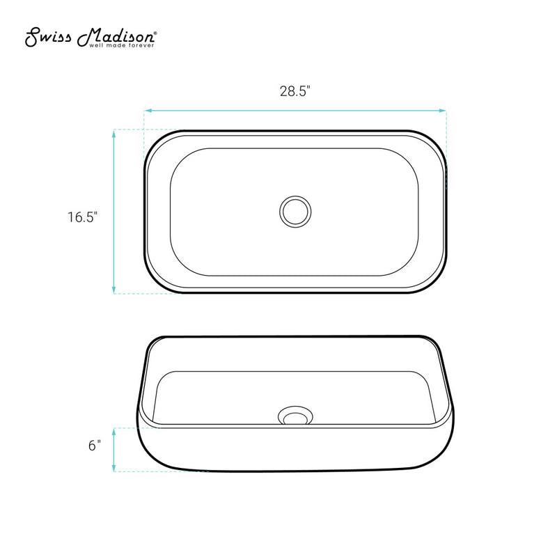 Chateau 28 Rectangle Ceramic Vessel Sink