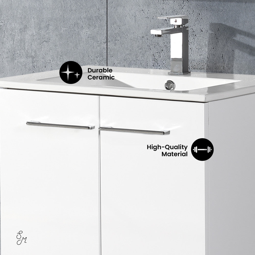 Annecy 24" Freestanding Bathroom Vanity in White with Sink Top