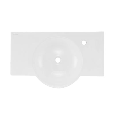 Chateau 30" Wall-Mounted Sink Center Basin with Right Side Faucet Mount in Glossy White