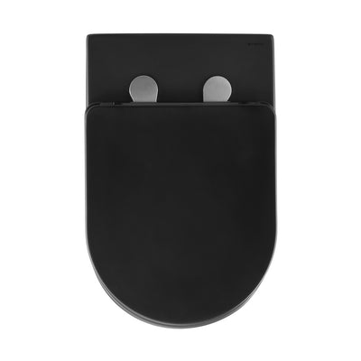 St. Tropez Back-to-Wall Toilet Bundle 0.8/1.6 GPF Dual Flush in Matte Black with Brass Flush Plate