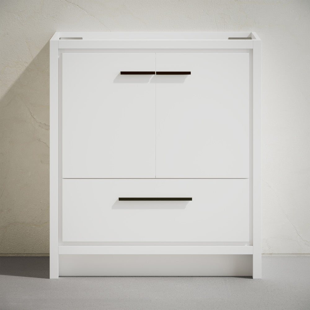 Virage 30" Freestanding Bathroom Vanity in White without Sink Top