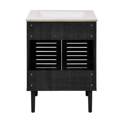 Bron 24" Freestanding Bathroom Vanity in Black Oak with Sink Top