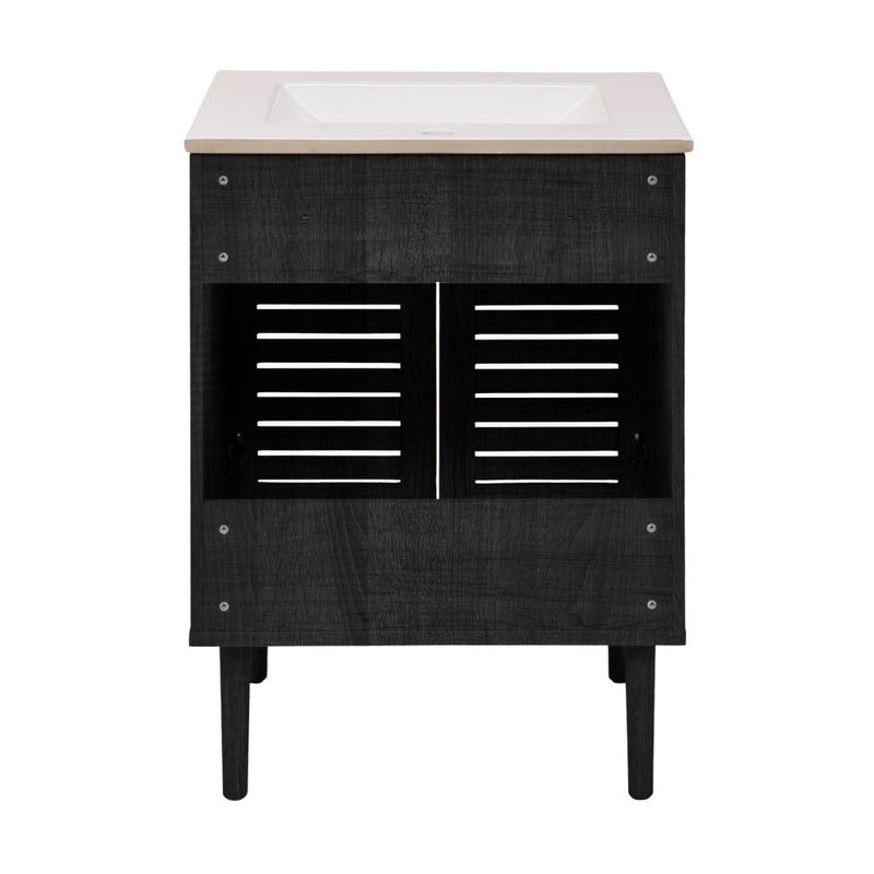 Bron 24" Freestanding Bathroom Vanity in Black Oak with Sink Top