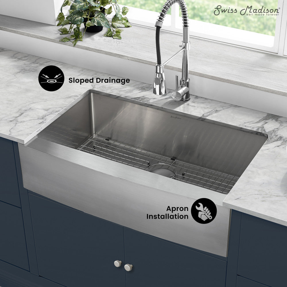 Rivage 36 x 21 Stainless Steel, Single Basin, Farmhouse Kitchen Sink with Apron