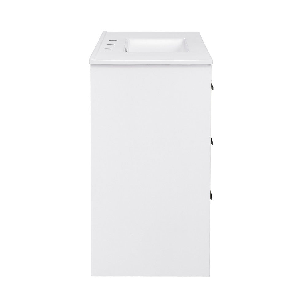 Virage 36 in. White Bathroom Vanity With White, 3-Hole Ceramic Sink Top