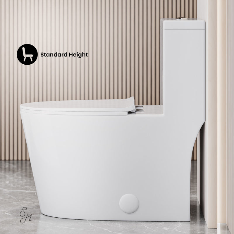 Dreux High Efficiency One-Piece Elongated Toilet with 0.8 GPF Water Saving Patented Technology