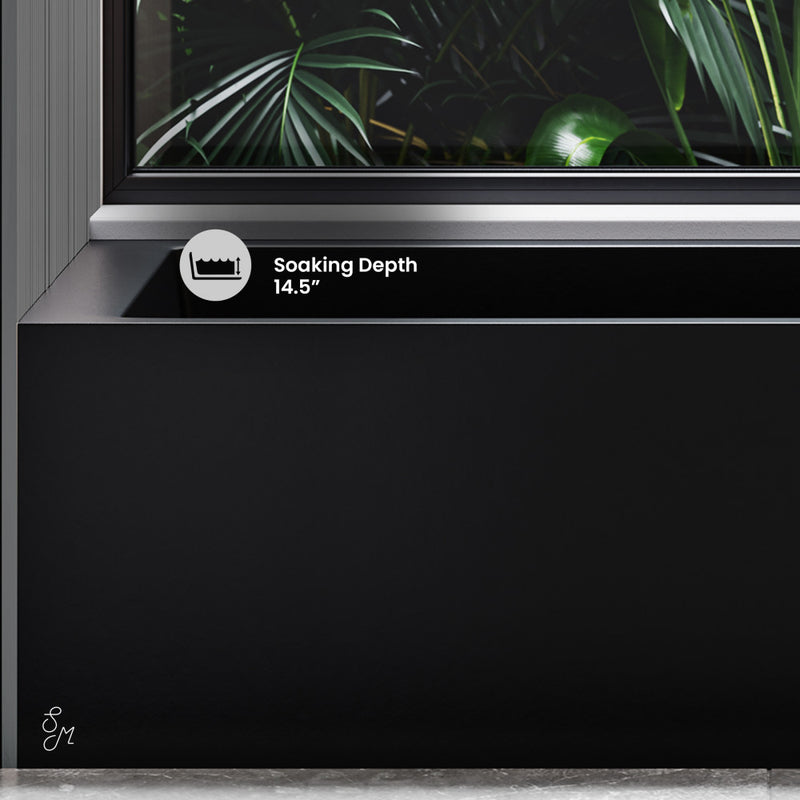 Voltaire 60 x 32 Skirted Right Drain Soaking Apron Bathtub in Matte Black with Integrated Overflow and Armrest, Drain Included