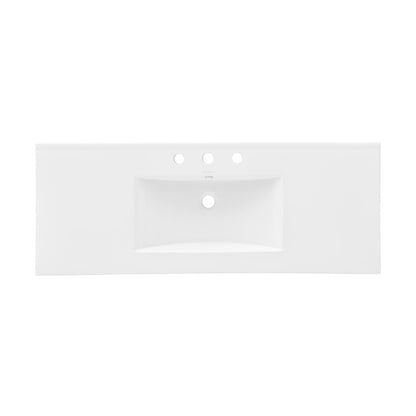 48" 3-Hole Widespread Vanity Sink Top in Glossy White