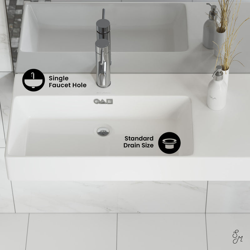 St. Tropez 36" Rectangle Wall-Mounted Sink with Left Side Faucet Mount