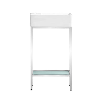 Pierre 19.5 Single, Freestanding, Open Shelf, Chrome Metal Frame Bathroom Vanity