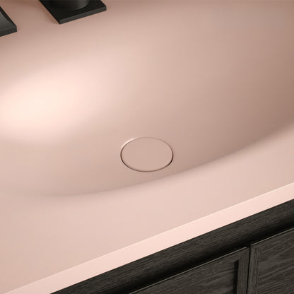 Lisse Concrete Bathroom Sink Non-Overflow Pop Up Drain in Matte Blush