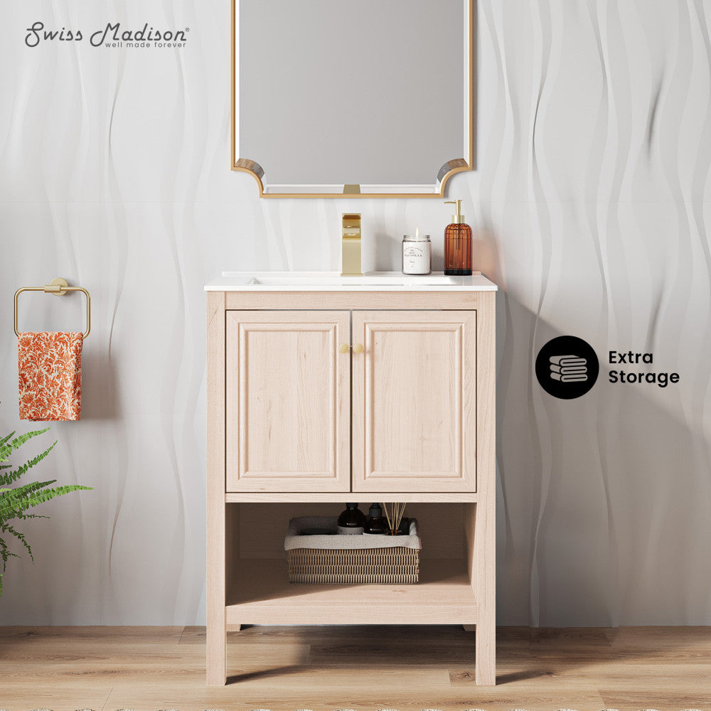 Chateau 24" Freestanding Bathroom Vanity in White Oak with Sink Top