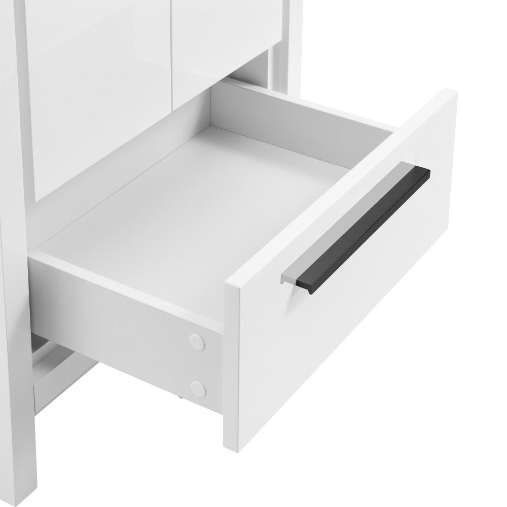 Virage 24 in. White Bathroom Vanity With Black Ceramic Sink Top