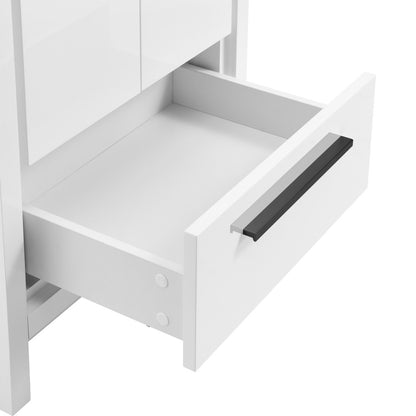 Virage 24 in. White Bathroom Vanity With Black Ceramic Sink Top