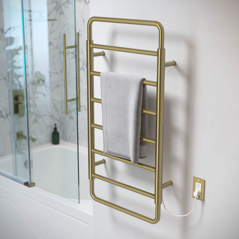 Ivy 8-Bar Electric Towel Warmer in Brushed Gold