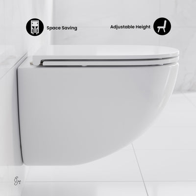 St. Tropez Wall-Hung Toilet Bundle 0.8/1.6 GPF Dual Flush in Glossy White with Flush Plate