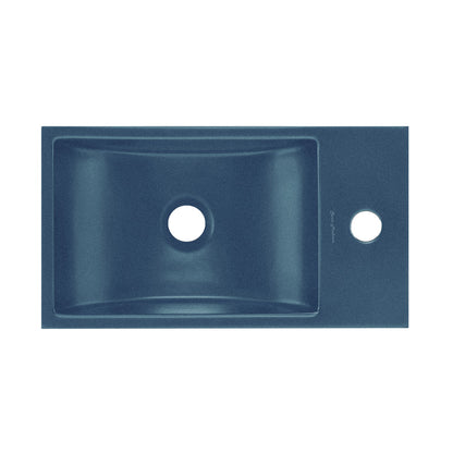 Lisse 16" Concrete Rectangle Wall-Mounted Sink with Right Side Faucet Mount in Matte Royal Blue
