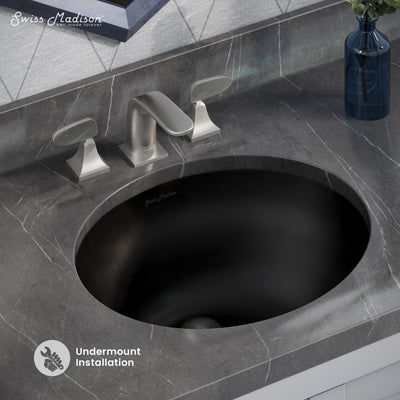 Plaisir 16.5" Ceramic Undermount Bathroom Sink in Matte Black