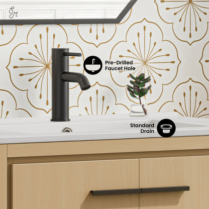 Virage 30" Freestanding Bathroom Vanity in Natural Oak with Sink Top